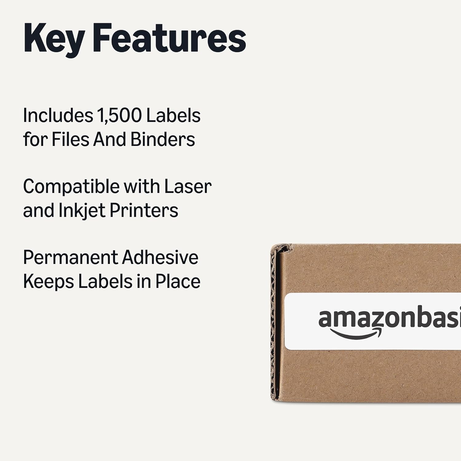 Thumbnail 1 de Amazon Basics Sticky Labels: Self-Adhesive A4 White Labels for File Folders and Storage Boxes (1500)