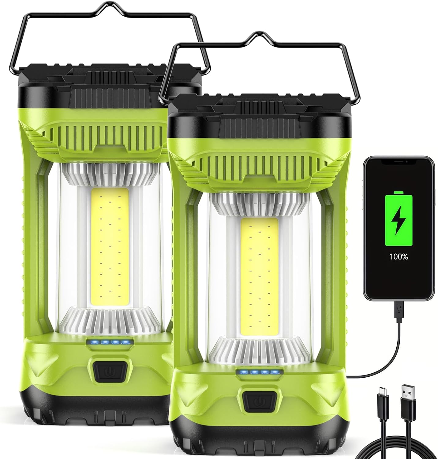 Detalle de AlpsWolf CLV310-G2 Rechargeable Camping Lantern, Green, 4 Modes, 2-Pack