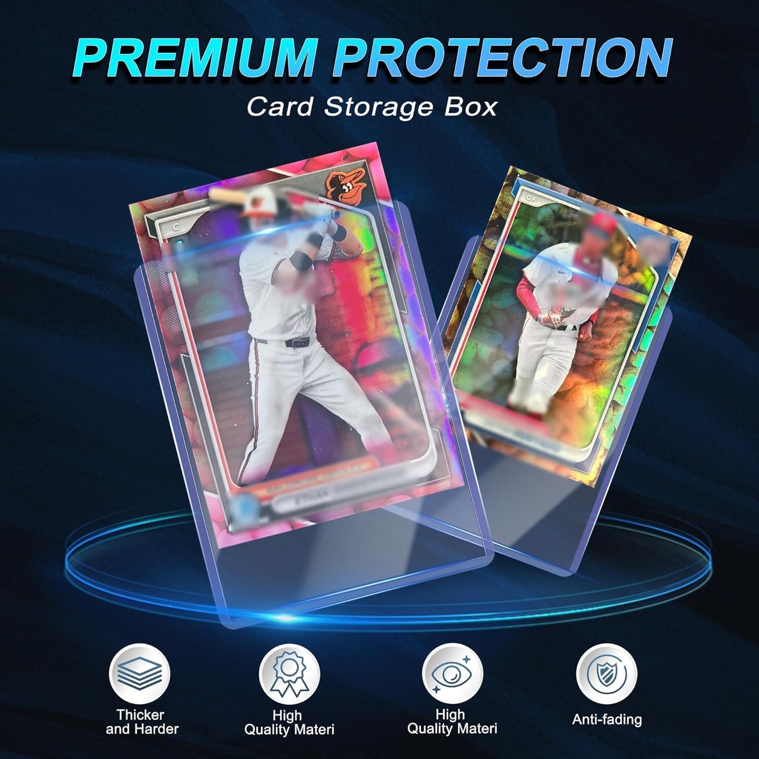 Detalle 2 de 2000 Card Sleeves: Clear Hard Sleeves + Penny Sleeves (3"x4"), Blue, 1000 Hard + 1000 Penny – Ideal for Trading Cards