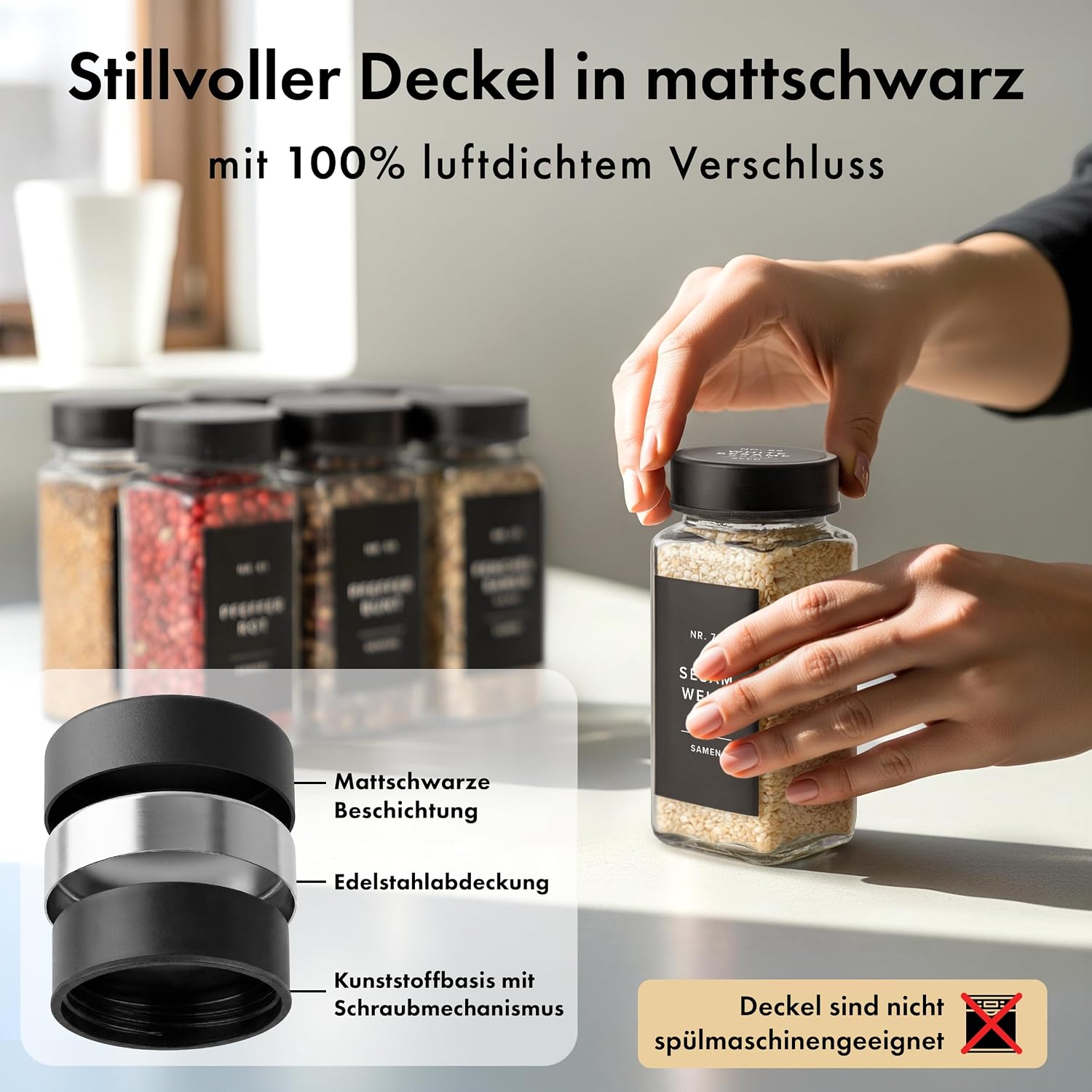 Thumbnail 5 de EDELHAUS Gewürzgläser Eckig Set 120ml