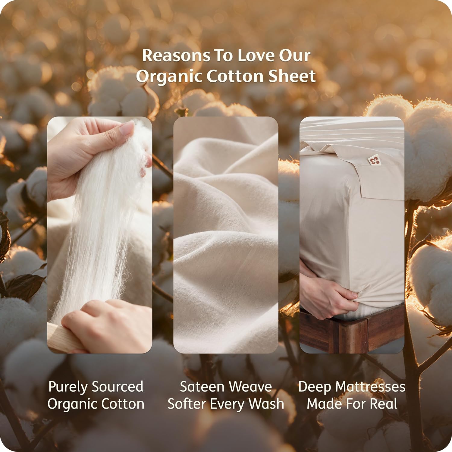 Detalle 2 de Bedsure Organic Cotton Sheets