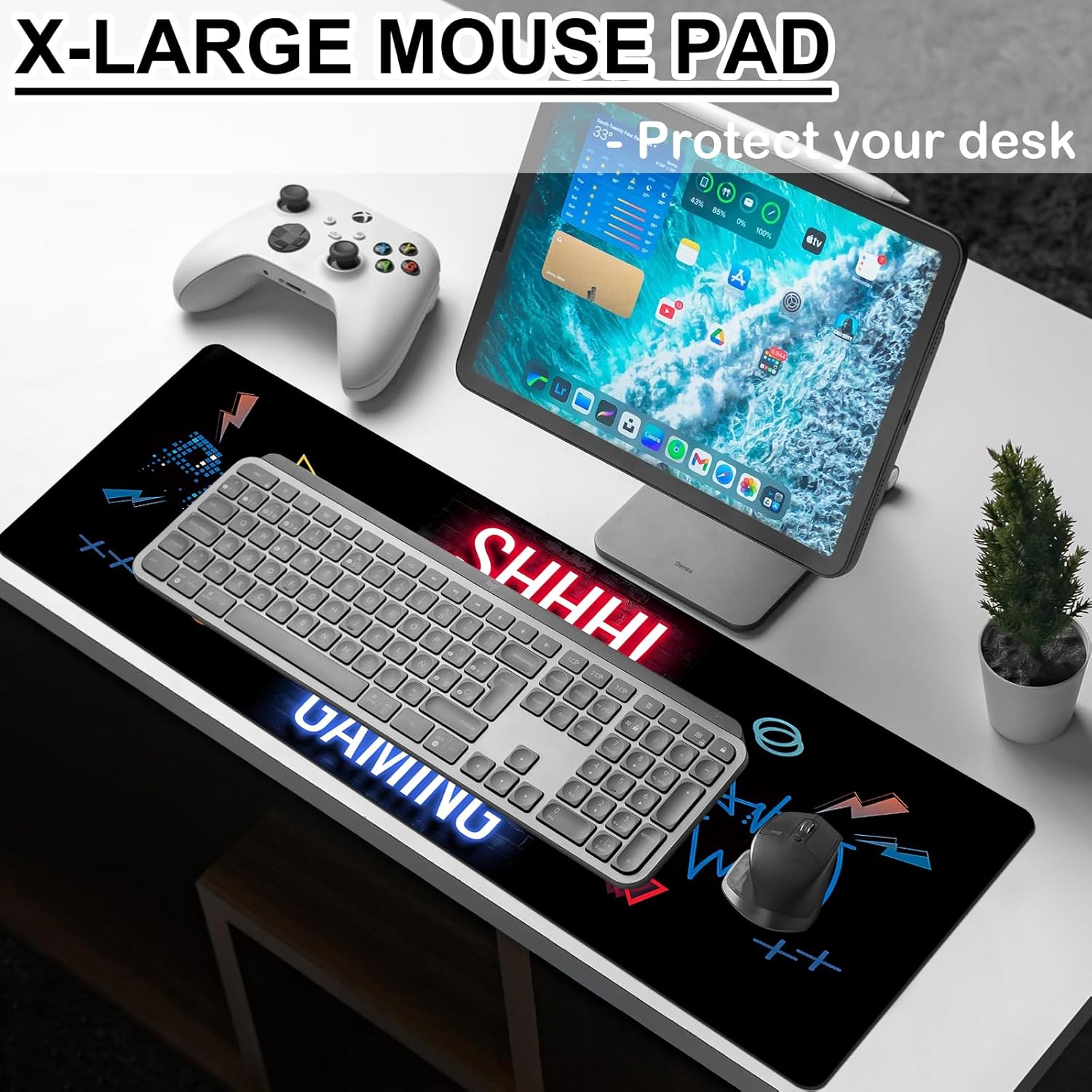 Thumbnail 1 de Extended Gaming Mouse Pad (80x30cm) – stitched edges desk mat with non-slip rubber base