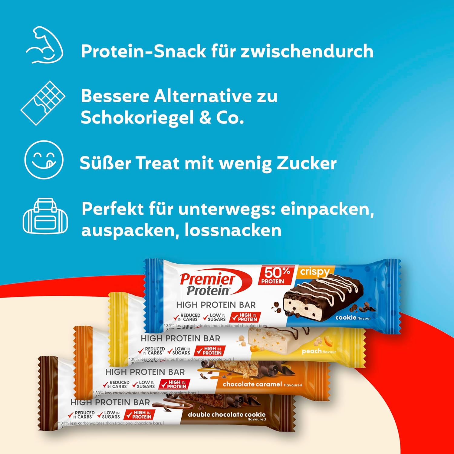 Thumbnail 3 de Premier Protein High Protein Bar 50% Multiflavourbox (20 x 40 g) – Low Sugar & Low Carb