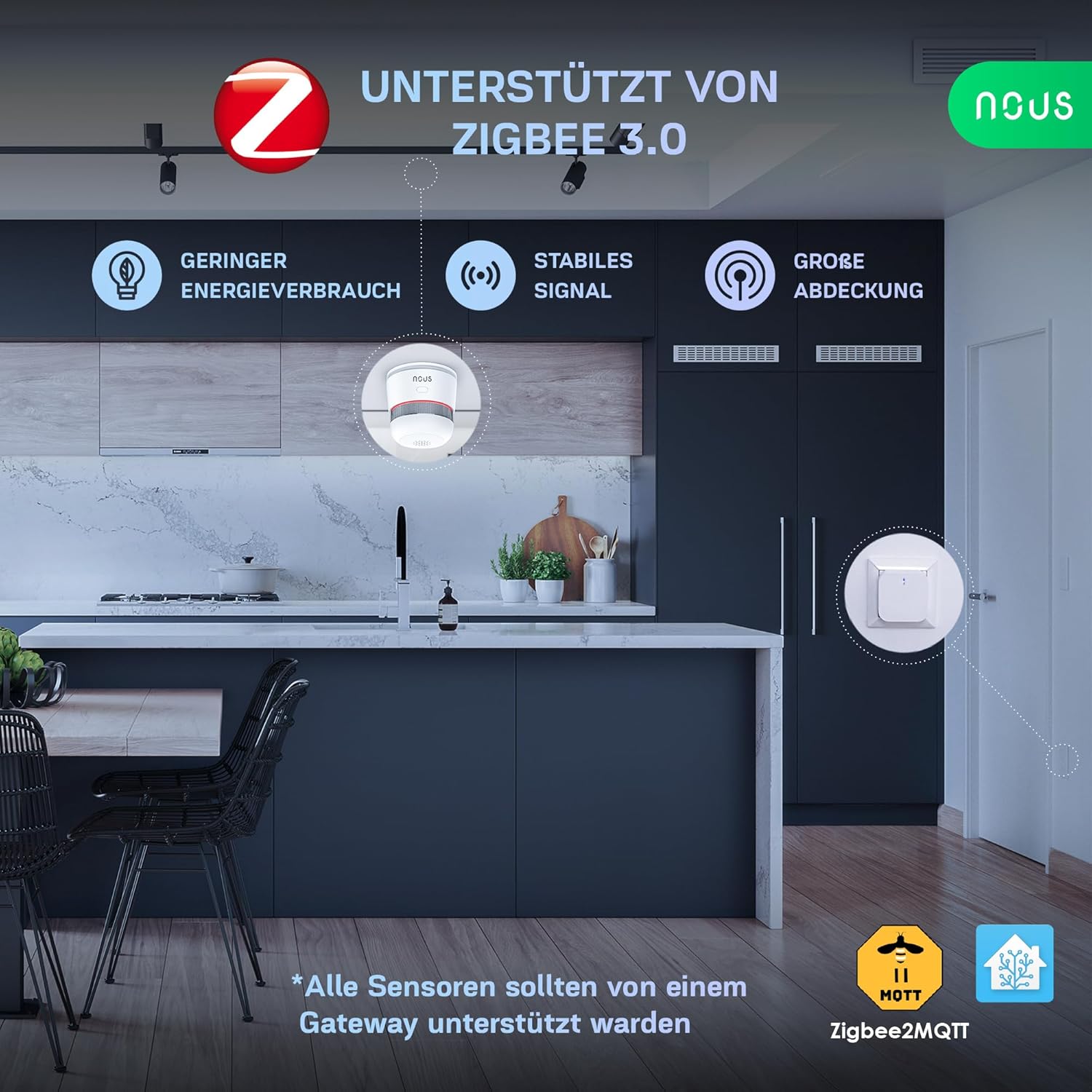 Thumbnail 4 de Rilevatore di Fumo Intelligente Zigbee NOUS E8 – controllo via app e integrazione smart