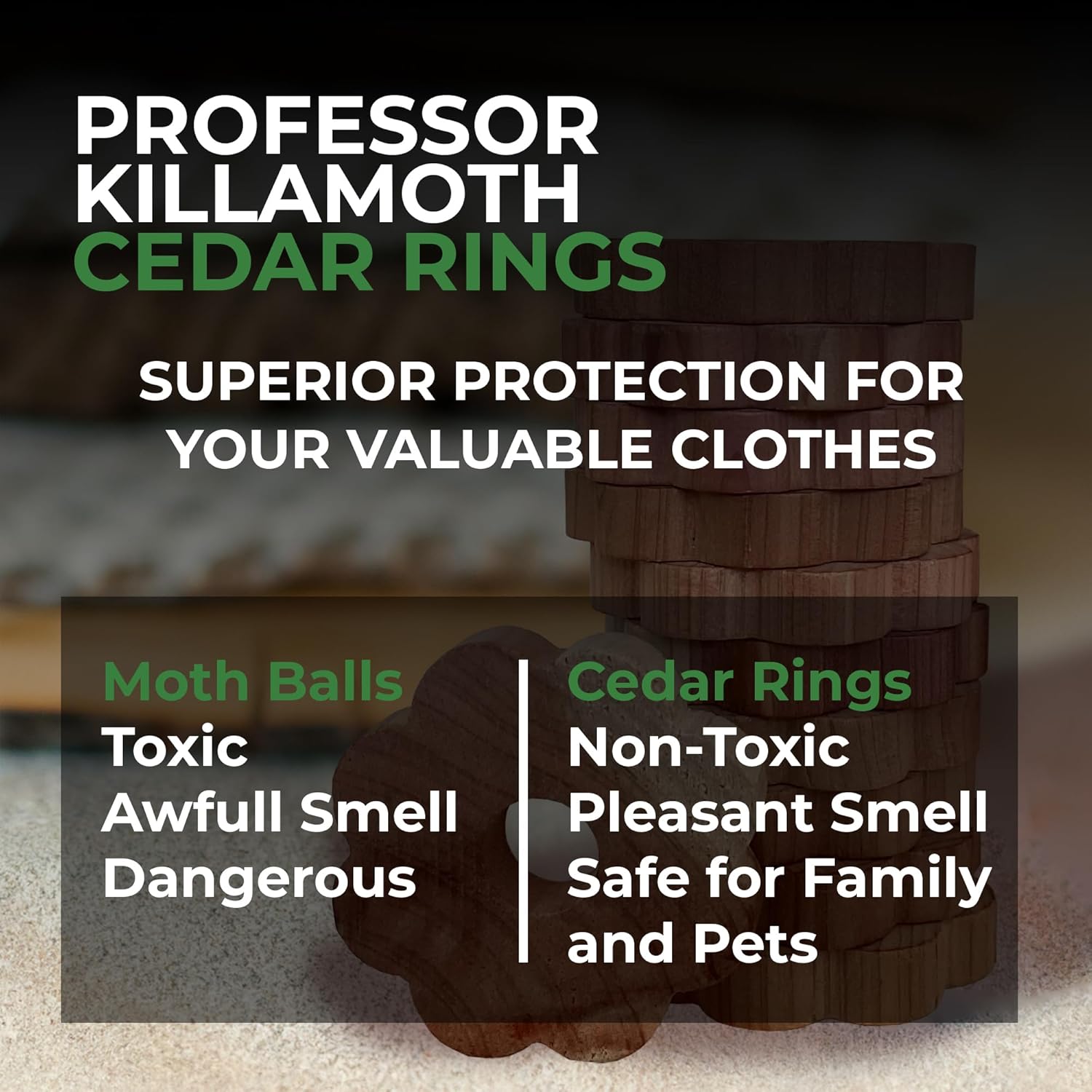 Thumbnail 3 de Professor Killamoth 80 Cedar Rings for Clothes Storage
