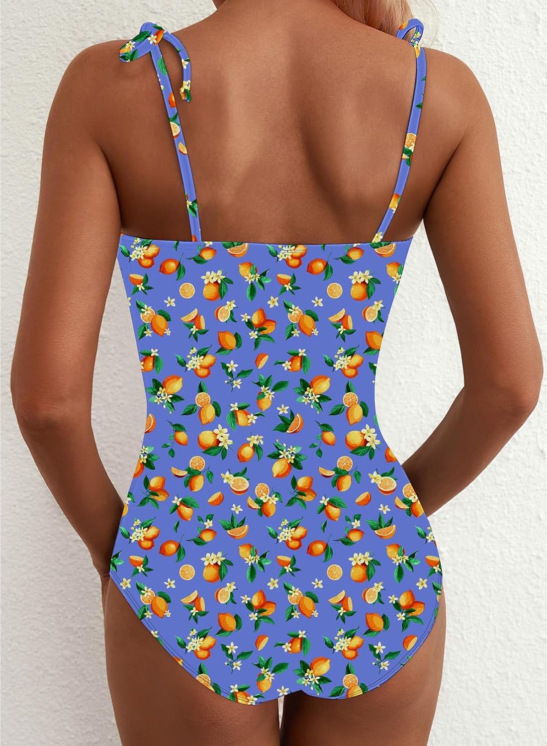 Detalle de Herseas Women’s Striped One Piece Swimsuit with Tie Shoulder and High Cut | 2026 Summer Swimwear