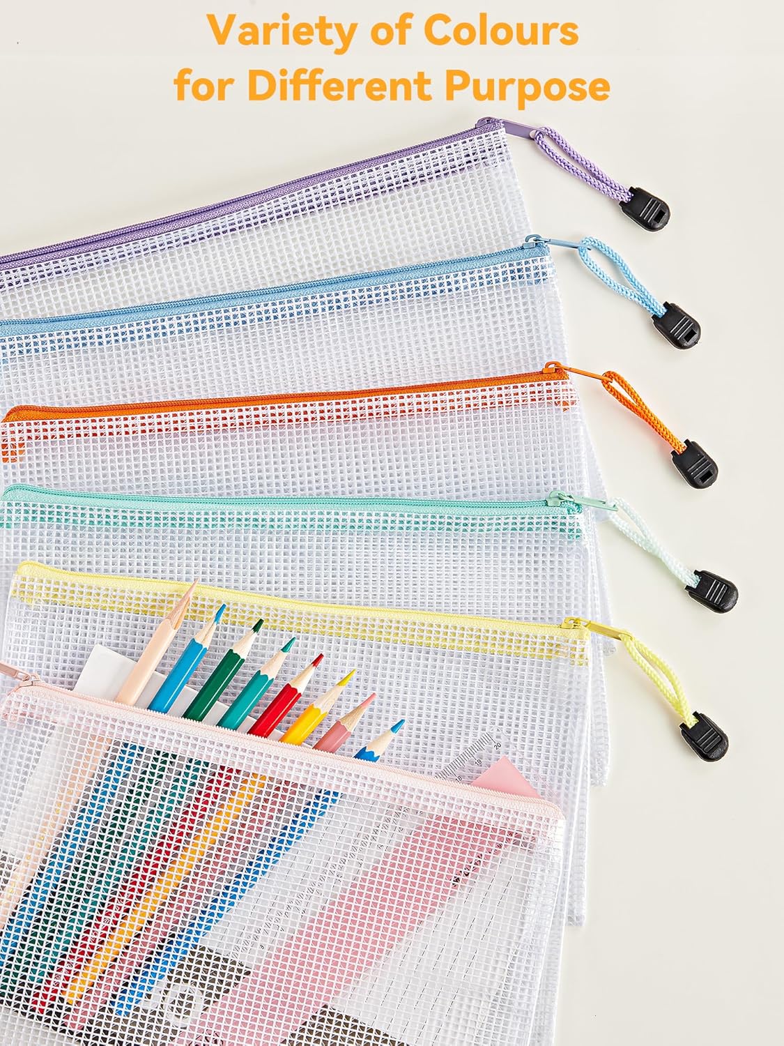 Thumbnail 4 de HEETA A5 Zip Wallets 12-Pack: Waterproof PVC Zip Folders in 12 Colours for Travel, School and Home Organisation