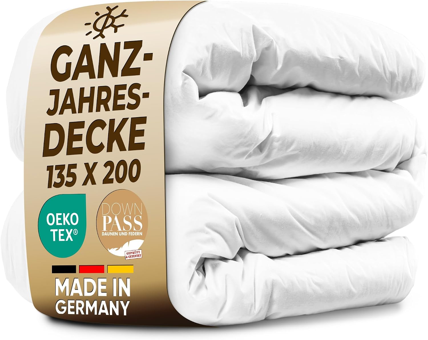Detalle de LILENO HOME Premium Daunendecke 135x200 Ganzjahresdecke – 90% Daunen / 10% Federn, Flüsterleise & Wolkenweich