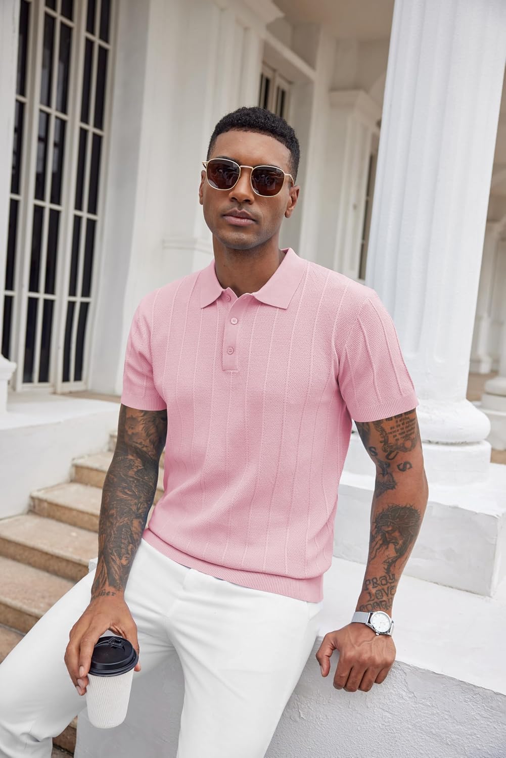 Detalle 2 de COOFANDY Knit Polo Short Sleeve 1️⃣