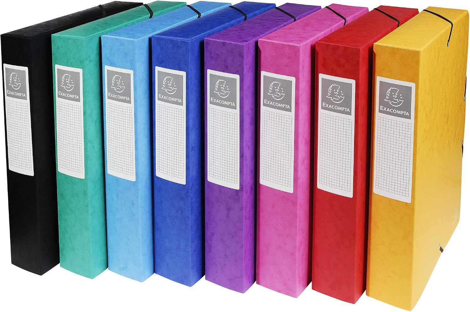 Detalle de Exacompta 50600E – 8 boîtes de classement with élastiques Exabox, dorées sur carte lustrée 600 g/m2, format A4