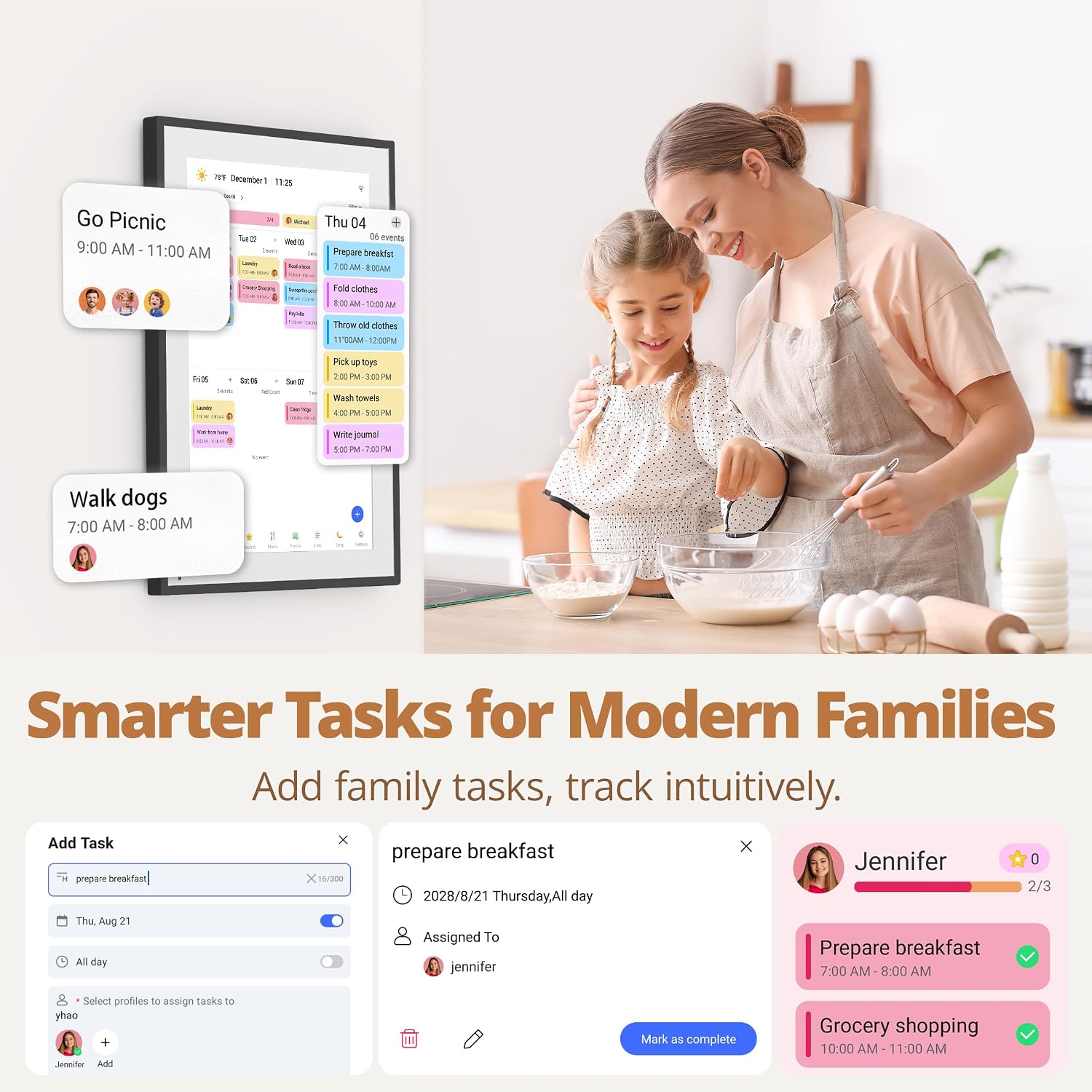 Detalle de Dragon Touch 14 Inch Digital Calendar Wall – 1920 x 1080 FHD Family Planner with 32GB and Touchscreen