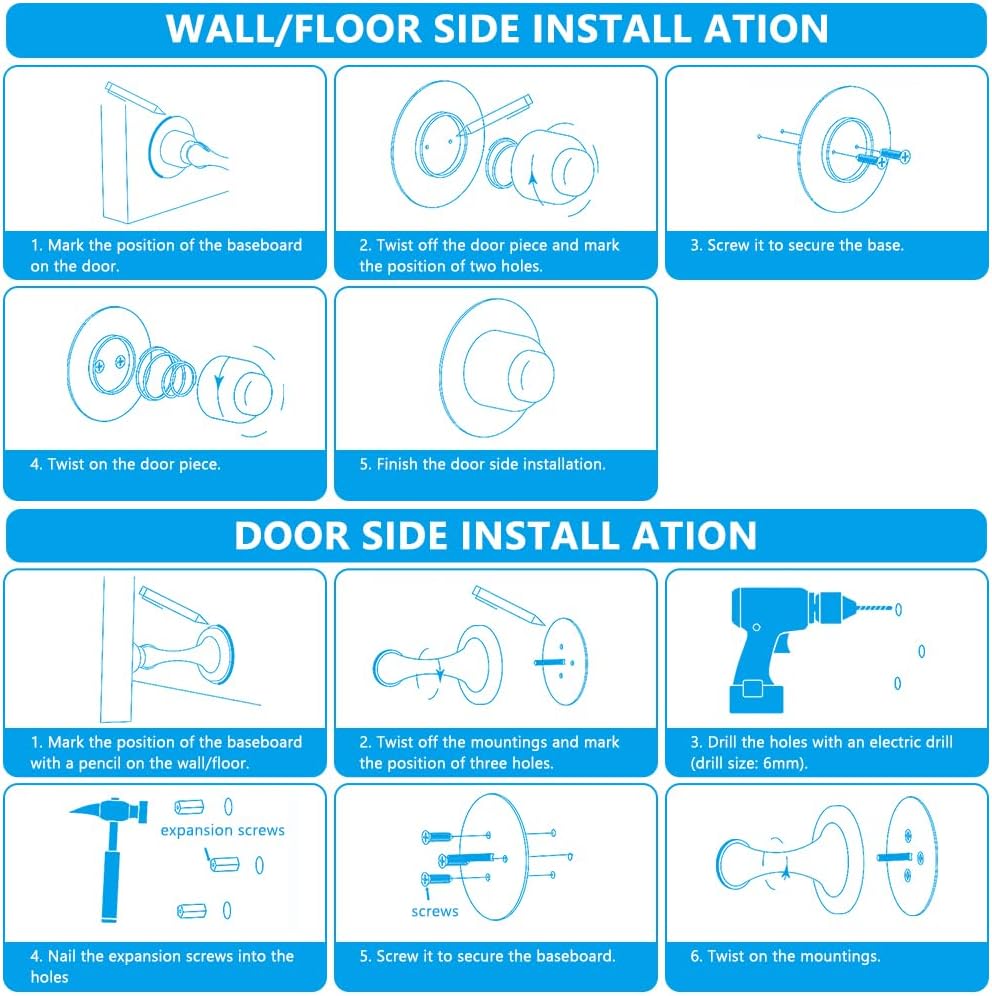 Detalle 2 de flintronic Magnetic Door Stoppers (1 Pack) with 3M Self-Adhesive and Magnetic Catch