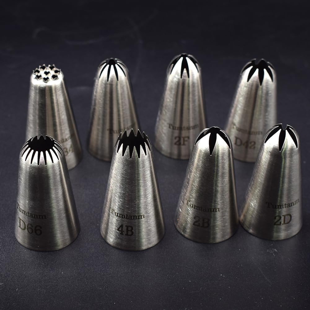 Thumbnail 3 de 8 Pack Large Piping Tips – Seamless Stainless Steel Icing Piping Nozzle Tip Set for Cake Decorating