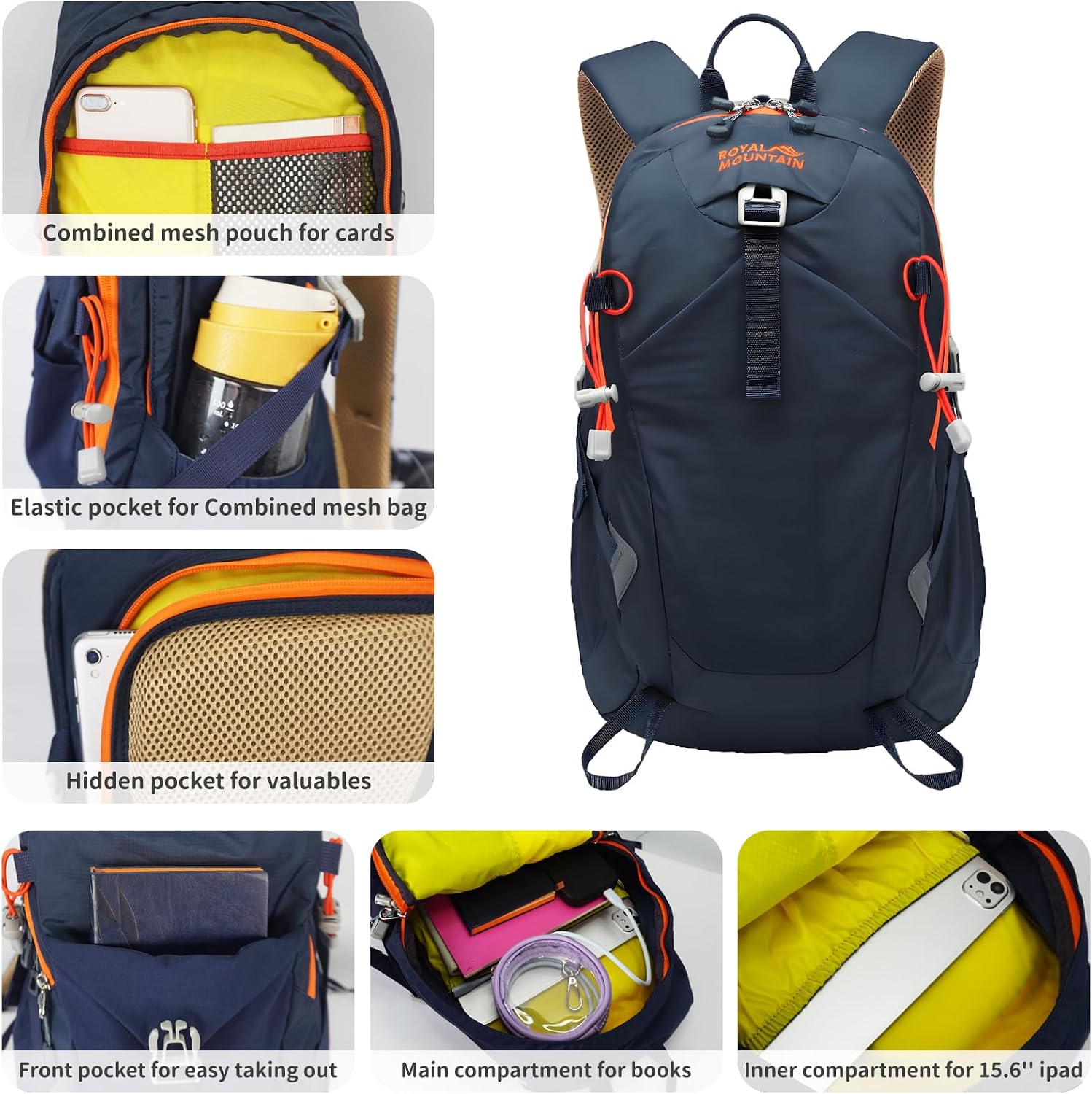 Thumbnail 4 de Lightweight 20L Hiking Backpack Navy Blue