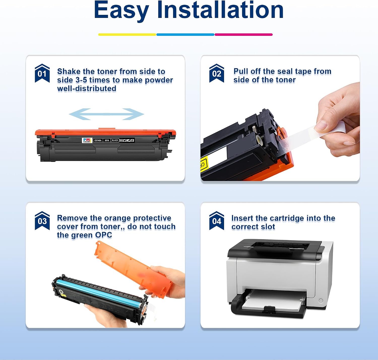 Detalle de HP 307A compatible toner cartridge set