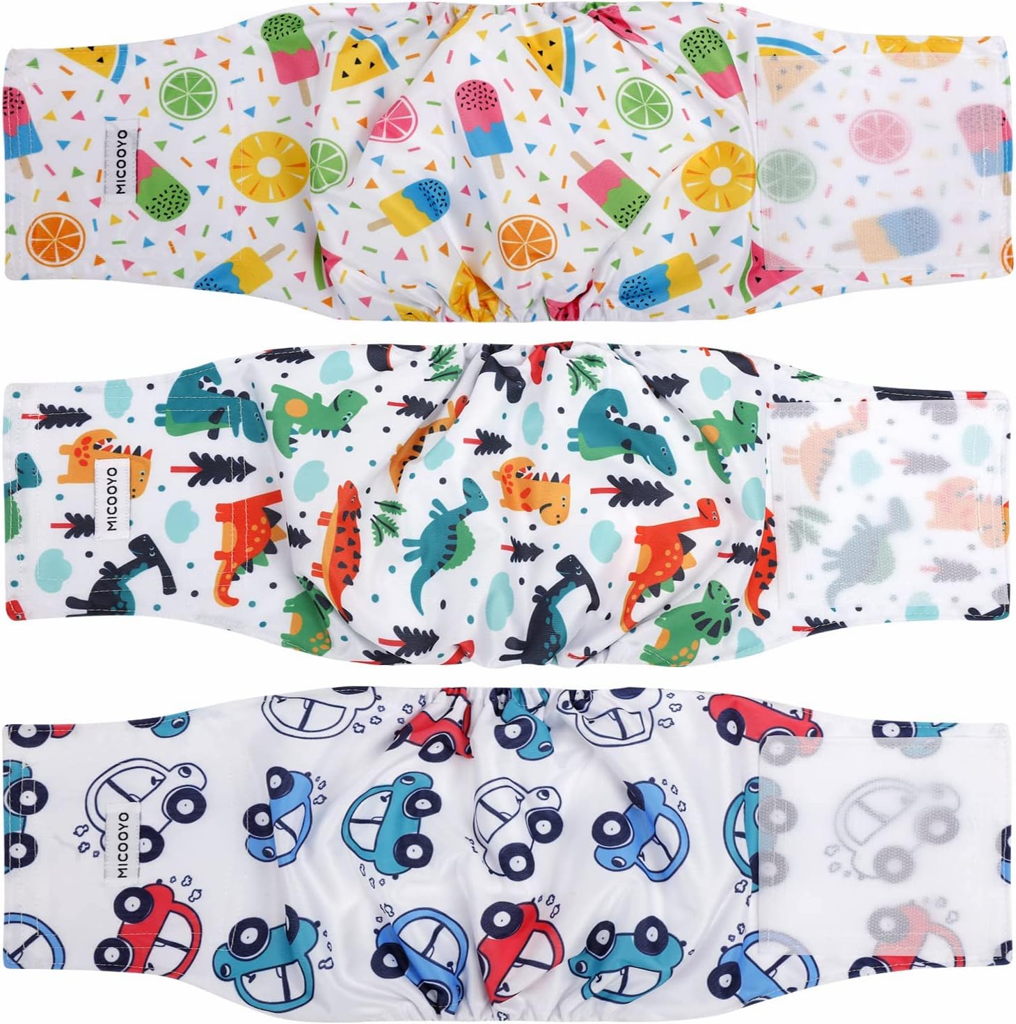 Detalle de MICOOYO Belly Bands for Dogs (3-Pack) – Reusable Male Dog Nappies with Adjustable Fit