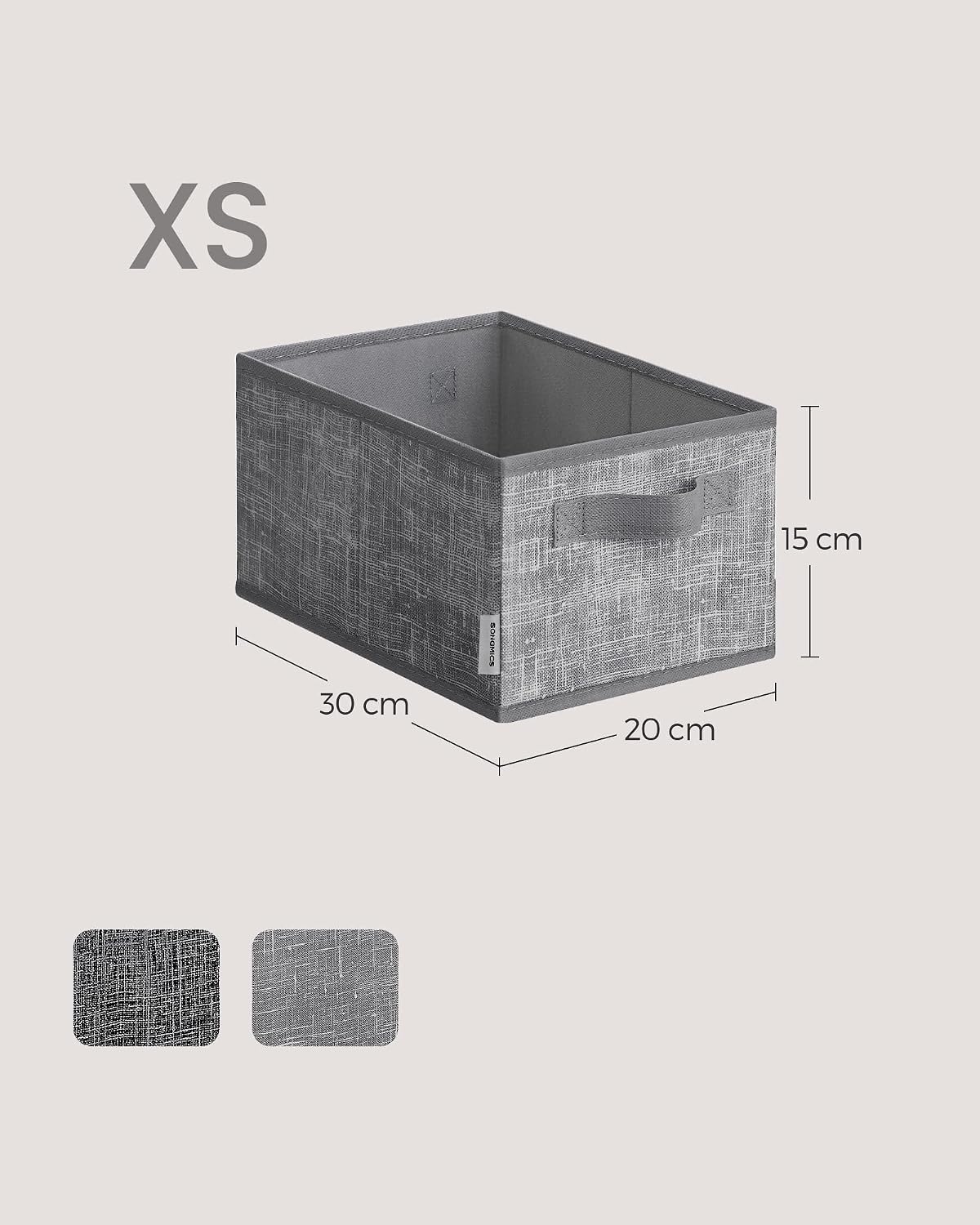 Detalle de SONGMICS TINA ROB415G01 – składane pudełka z włókniny, 3 szt., 9 l