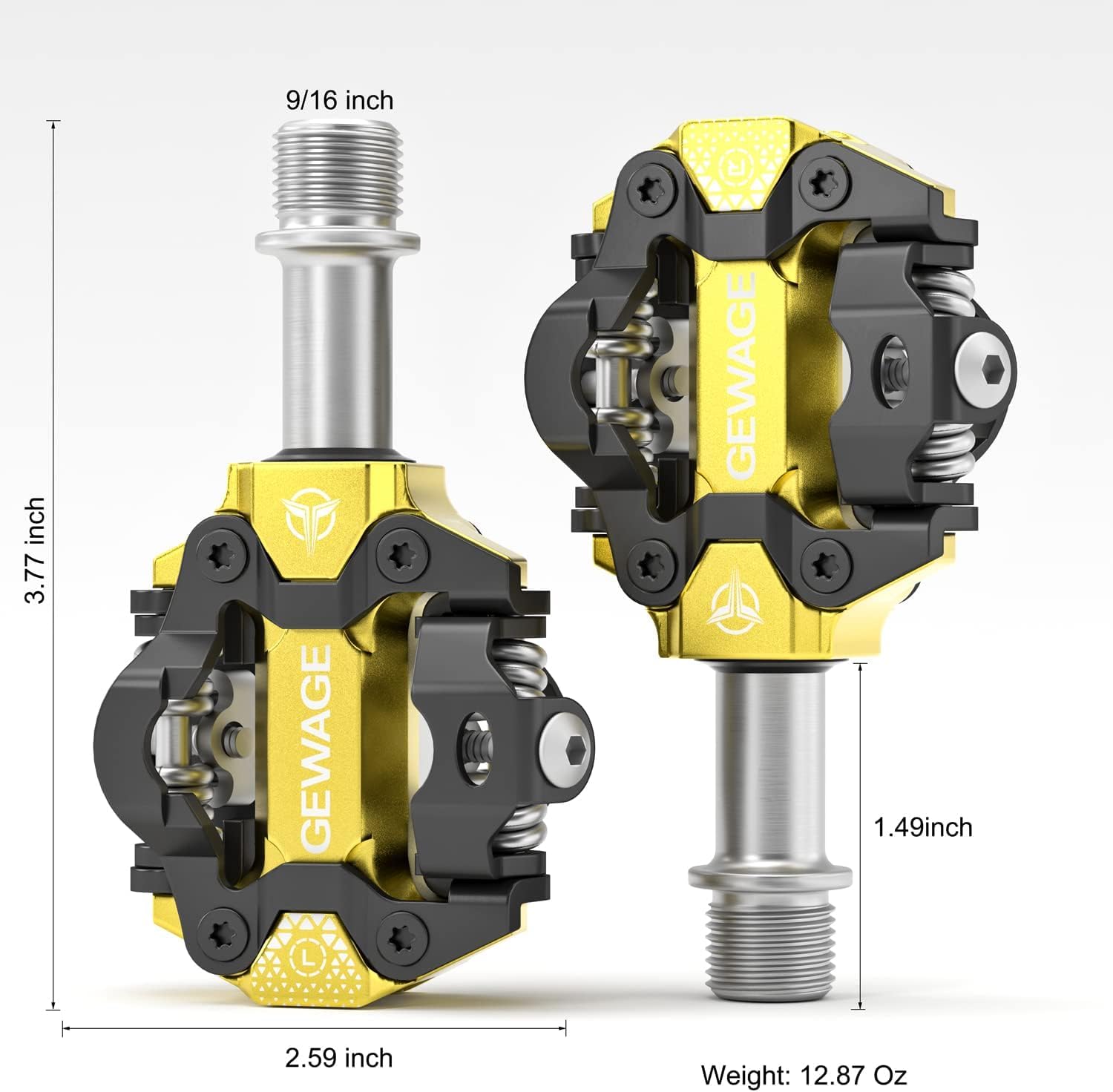 Thumbnail 4 de GEWAGE Pédales klick MTB SPD – Aluminium usiné CNC, SPD Double Face, Tension réglable, 9/16