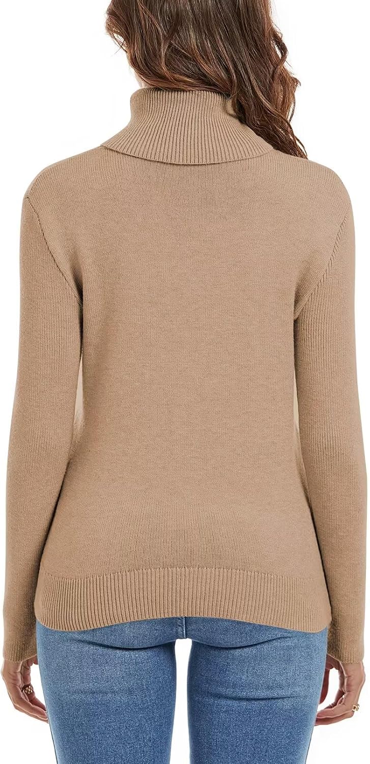 Detalle 1 de JOCAFIYE Cable-Knit Turtleneck Sweater for Women, Long-Sleeve Pullover