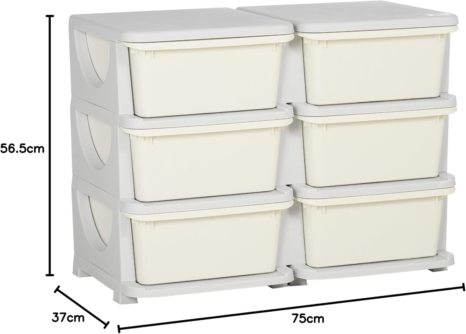 Detalle de Qaba 311-053V00CW 6-Drawer Kids’ Toy Storage Organizer, Cream White