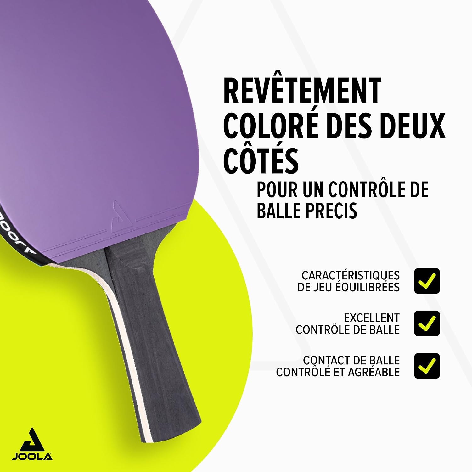 Detalle de JOOLA Set Colorato: duo de raquettes et 3 balles pour loisirs et convivialité