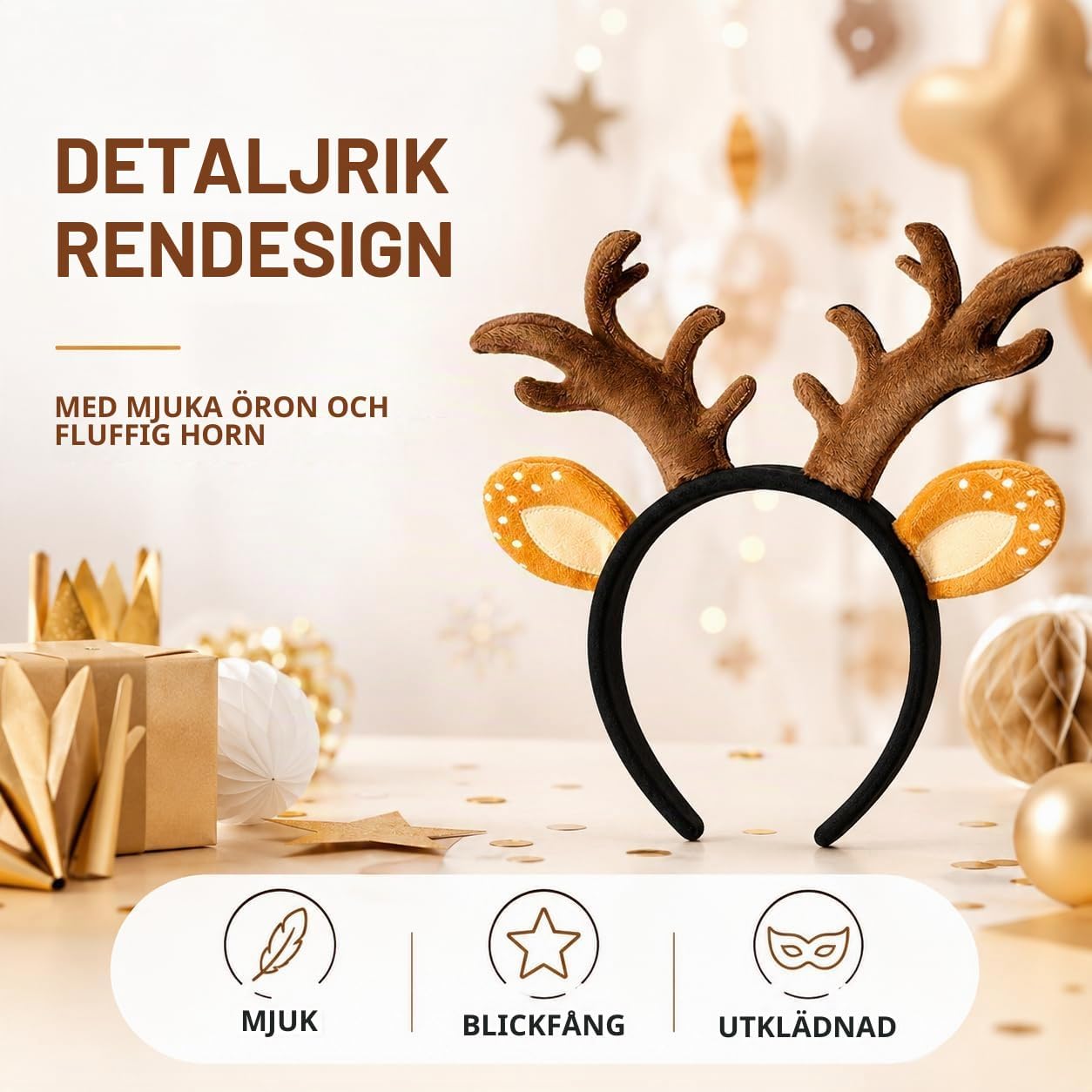 Detalle de TK Gruppe Timo Klingler hårband med renhorn för karneval och maskerad