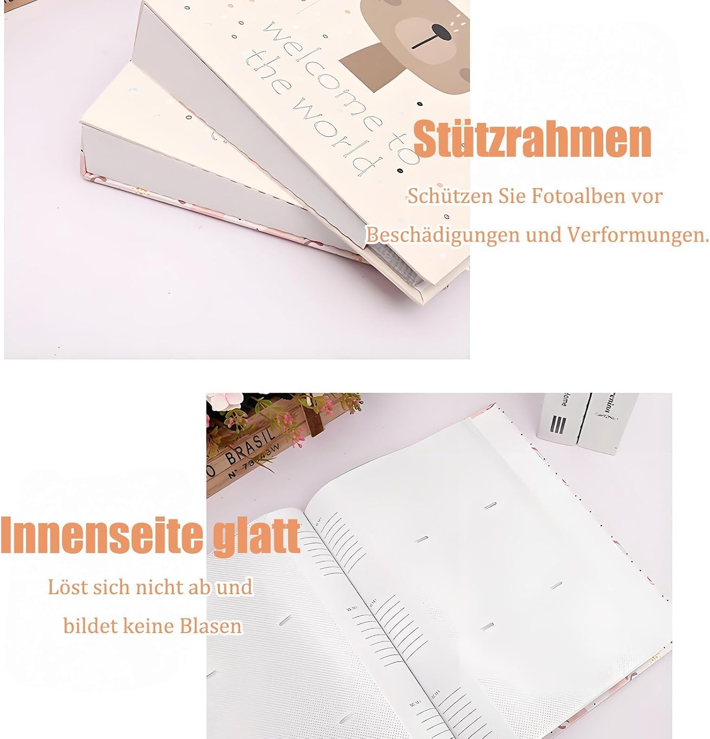 Detalle de HSYTEK babyfotoalbum voor 300 foto's, 50 pagina's, 33 x 22,5 cm