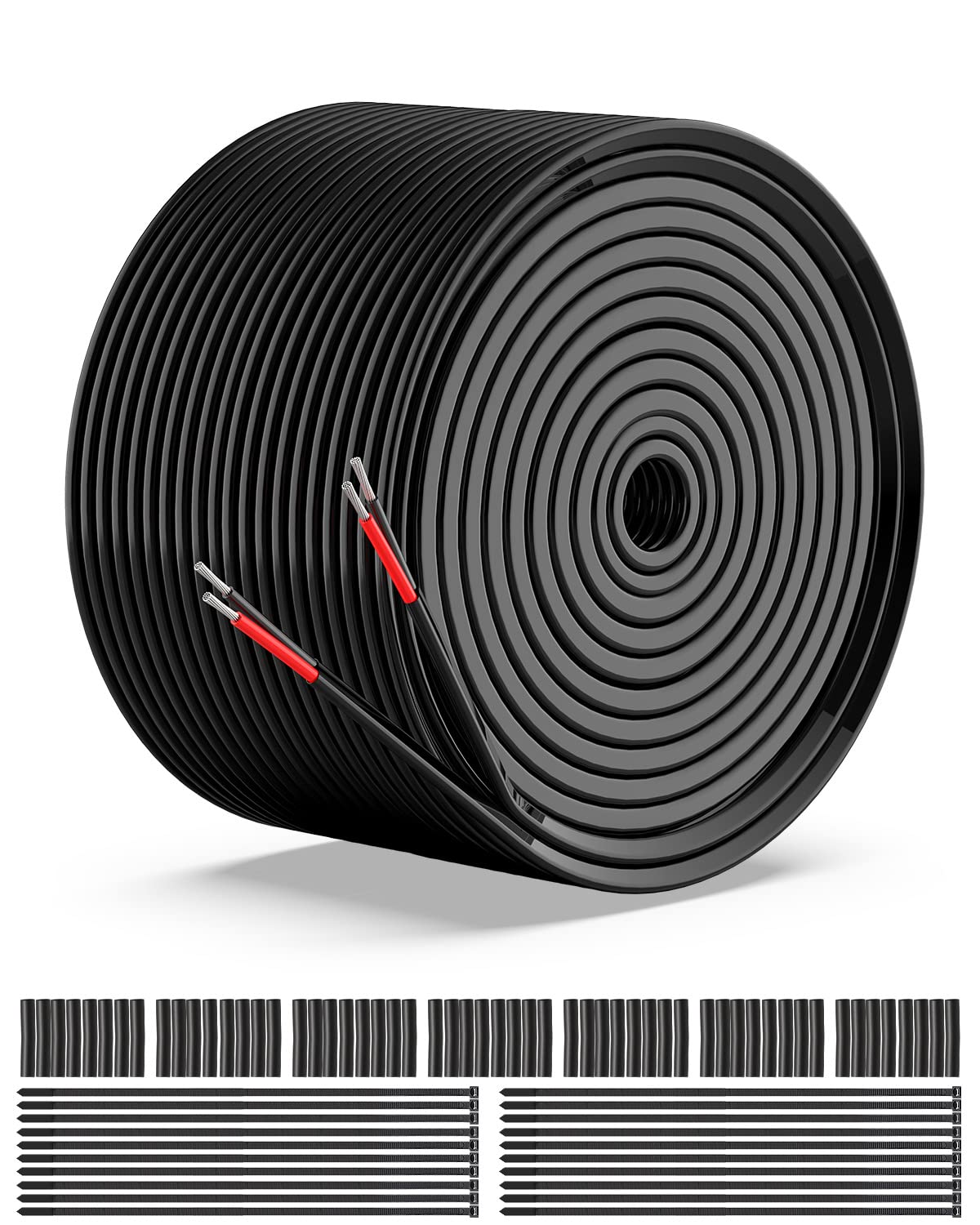 Detalle de NAOEVO 16 Gauge 2 Conductor Wire (16 AWG) – 100 ft of Flexible, PVC Insulated Low-Voltage Cable