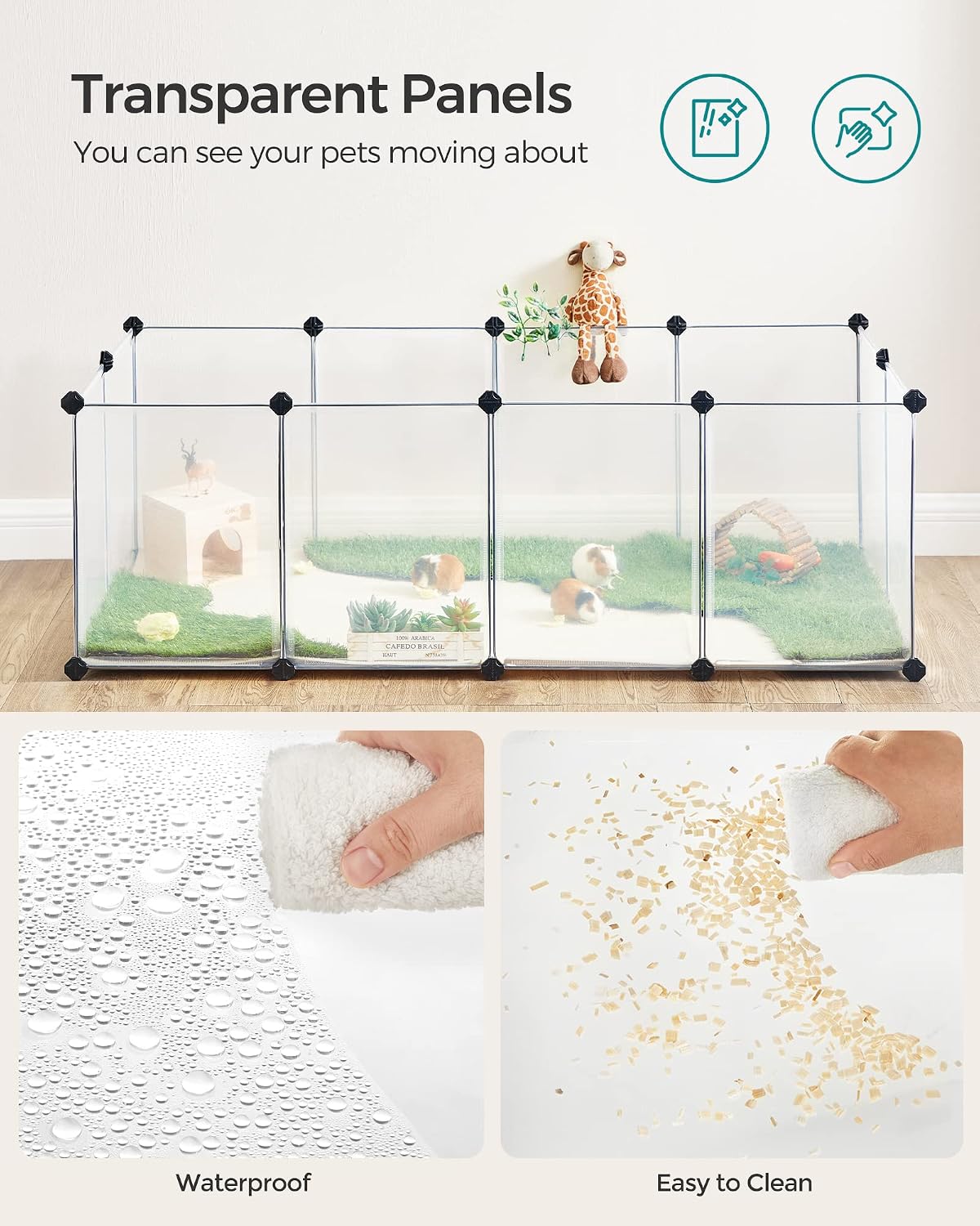 Thumbnail 6 de SONGMICS DAMION LPC02W Small-Animal Enclosure, 140 x 70 x 45 cm with Floor