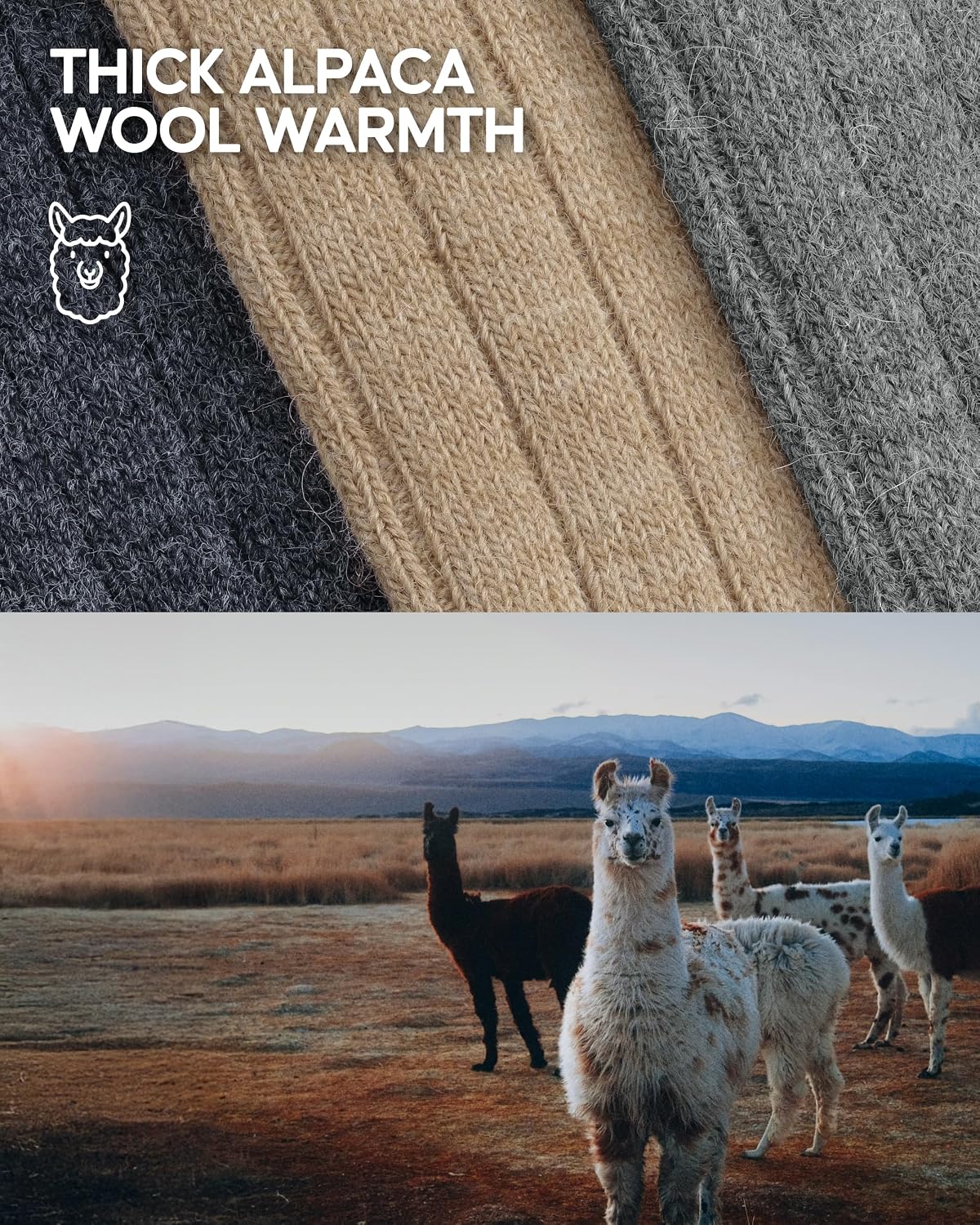 Detalle 1 de DANISH ENDURANCE Alpaca Wool Bed Socks, Cosy Thermal 2 Pack
