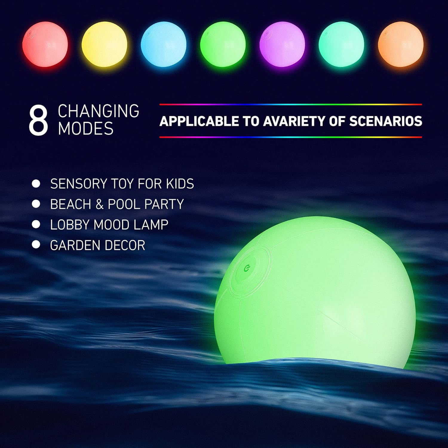 Thumbnail 3 de FLAMDYNO Light-Up Pool & Beach Ball Set (4 or 8 LED Glow Balls, 8 Light Modes)