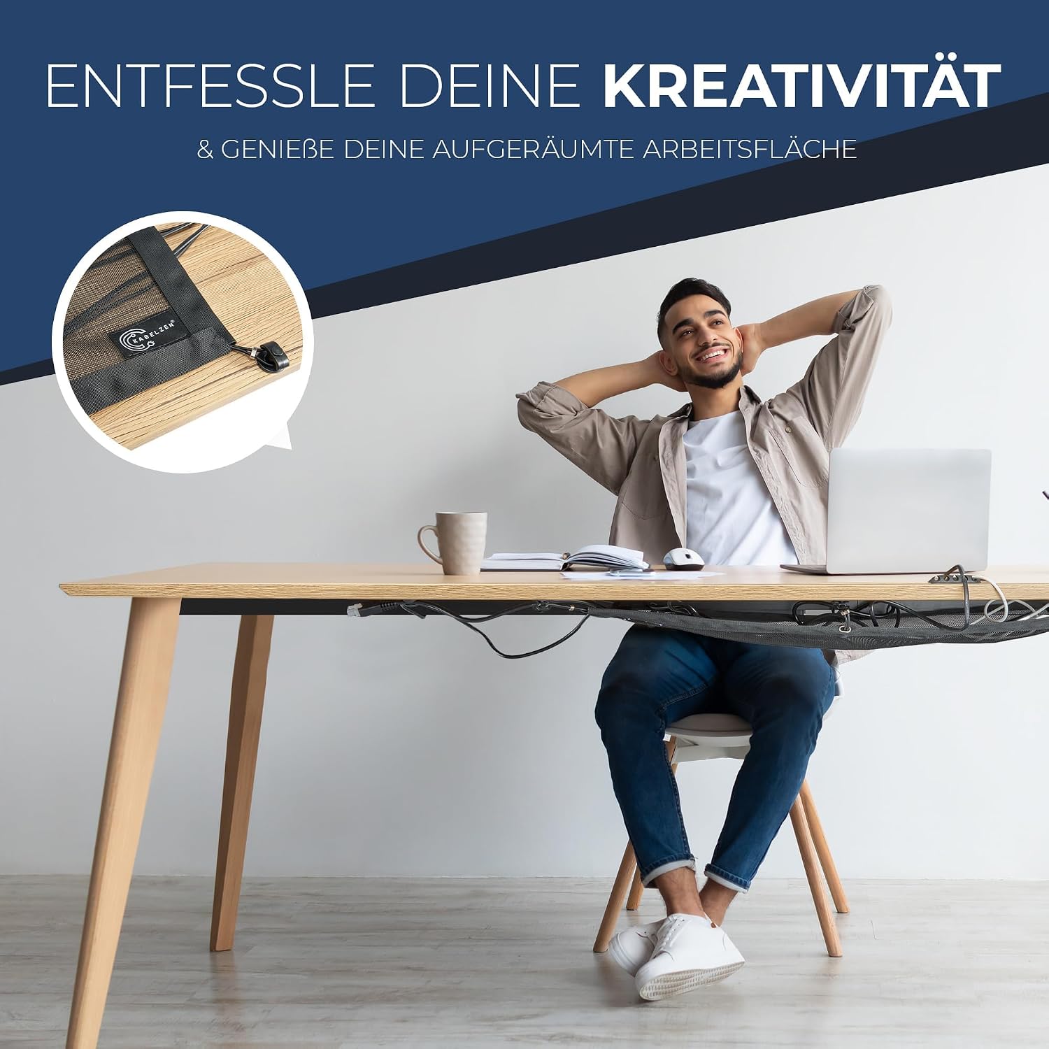 Detalle de Kabelnetz Schreibtisch für Kabelmanagement – flexibles Kabelkanal-Set zur Organisation