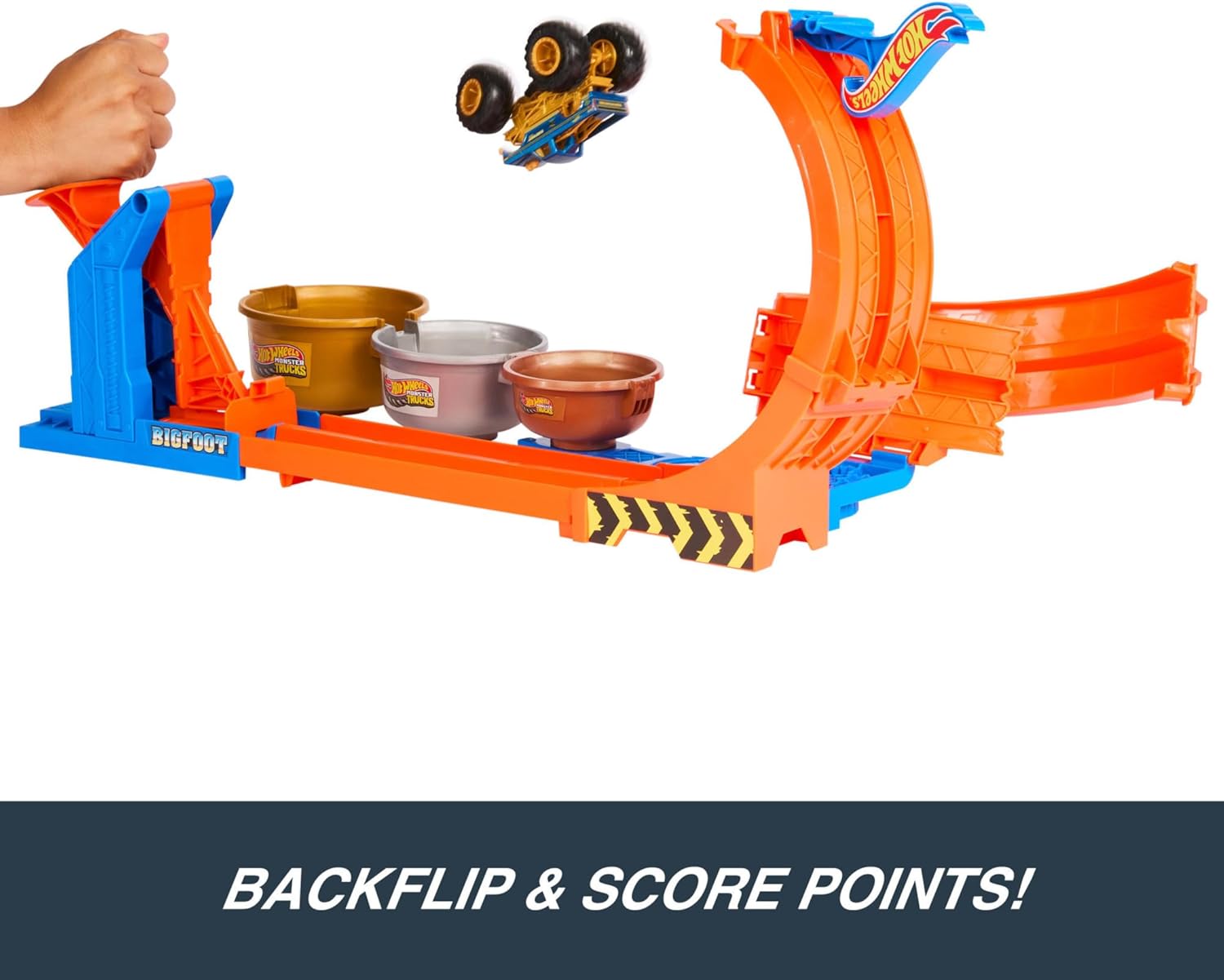 Thumbnail 2 de Hot Wheels Monster Trucks Loop‑And‑Flip Trophy Challenge with 50th Anniversary Bigfoot (1:64 Die‑Cast)