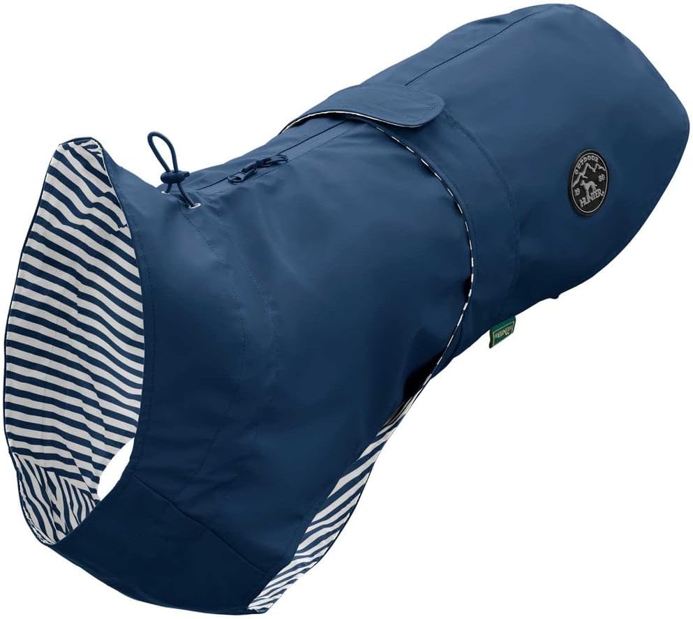 Hunter Hunde-Regenmantel Milford – Blau, ergonomisch geschnitten, mit Öffnung für Halsband und Geschirr