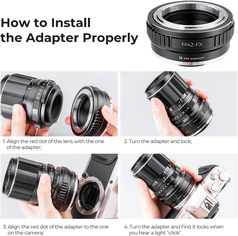 Detalle de K&F Concept M42 to Fuji X Adapter: Manual Lens Mount for Fuji X-Series Cameras