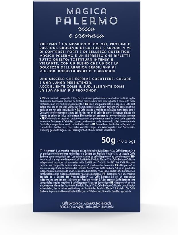 Detalle de Caffè Borbone Miscela Magica Palermo – 100 capsule in alluminio compatibili Nespresso® per macchine domestiche