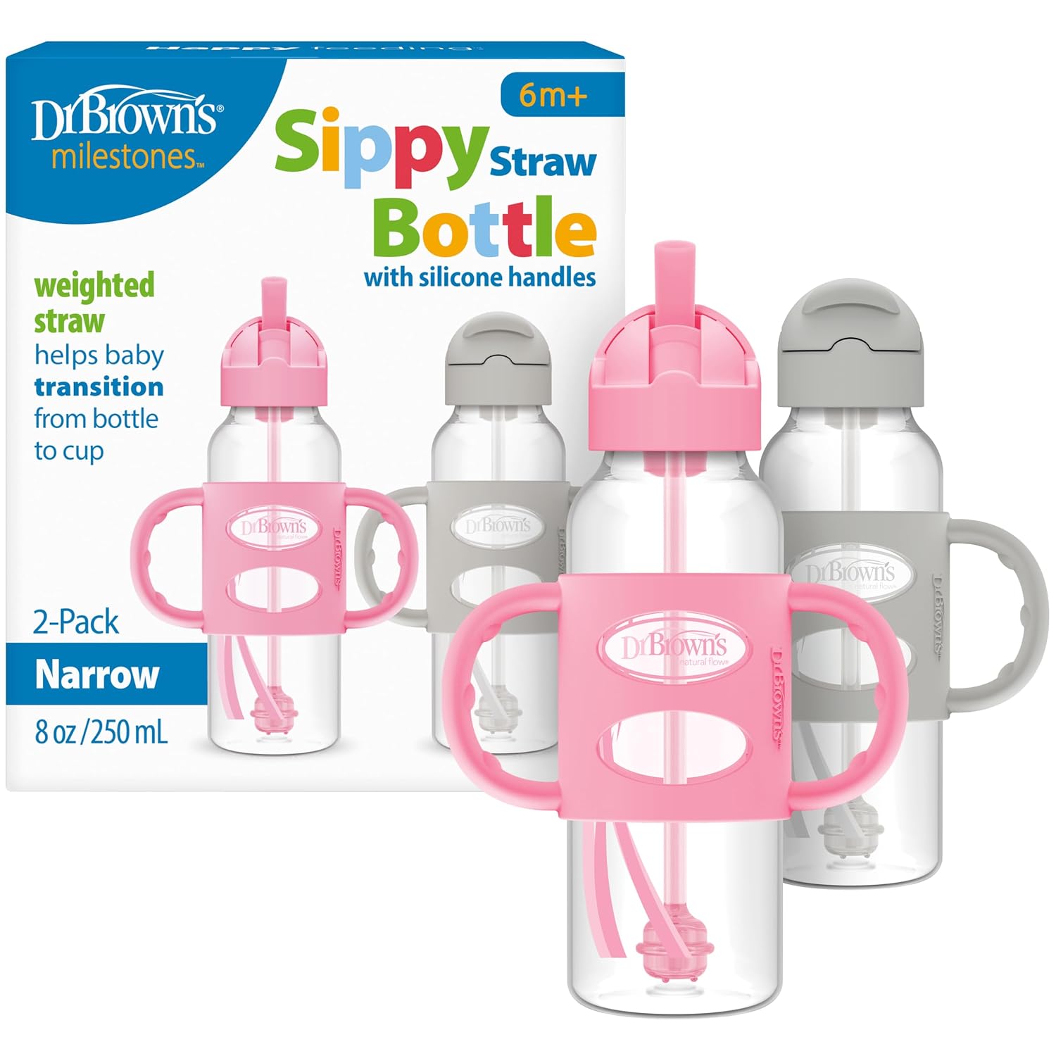 Detalle de Dr. Brown's Milestones Narrow Sippy Bottle 8 oz