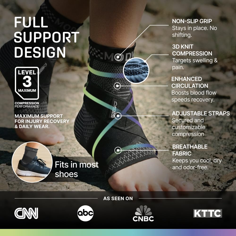 Detalle de Modvel Foot & Ankle Brace Socks with Adjustable Support Strap – 2 Pack