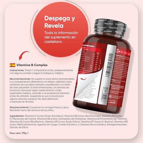 Thumbnail 4 de WeightWorld Vitamina B Complex con Vitamina C 365 Comprimidos Veganos – 1 Año de Suministro