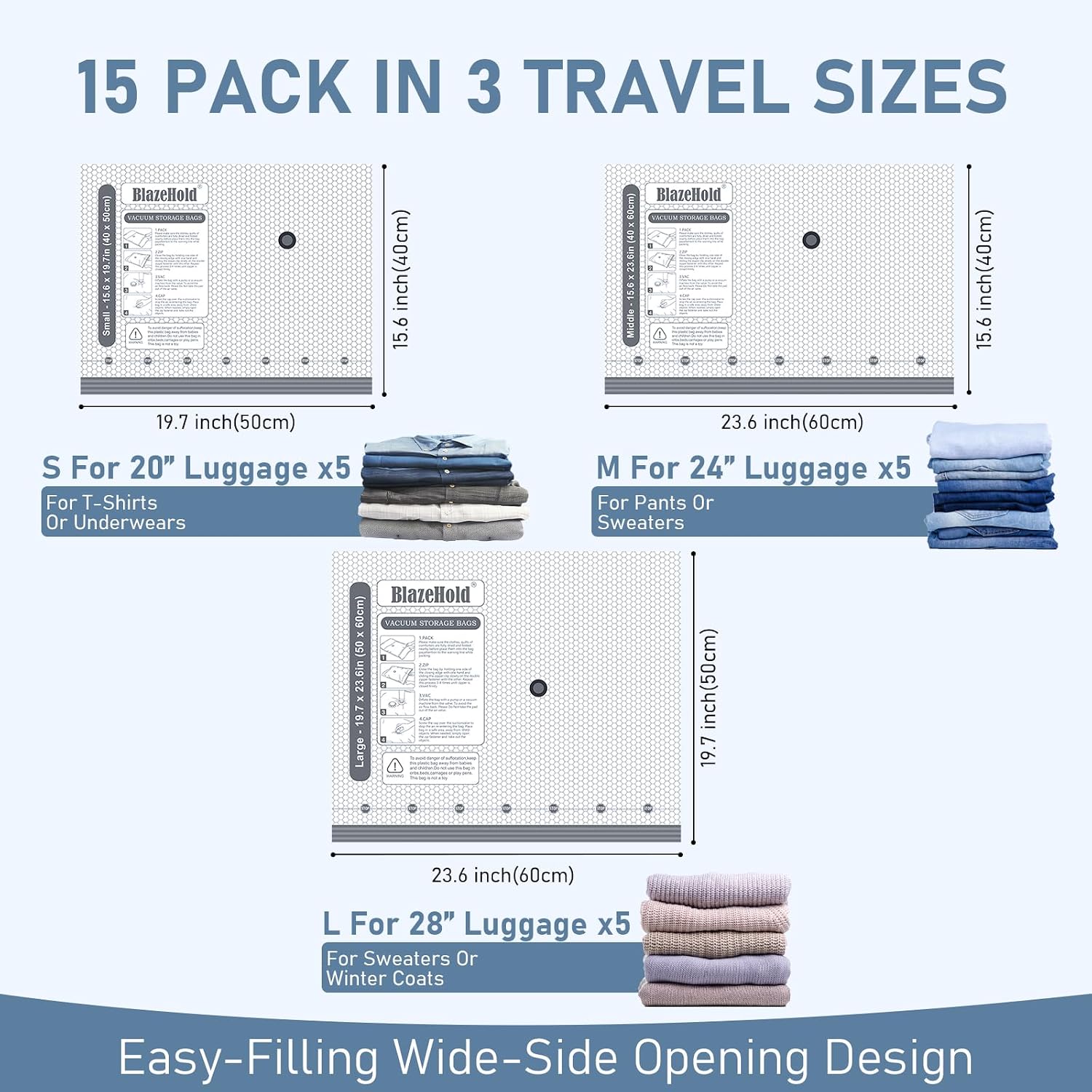 Detalle de BlazeHold Travel Vacuum Bags, 3 Sizes