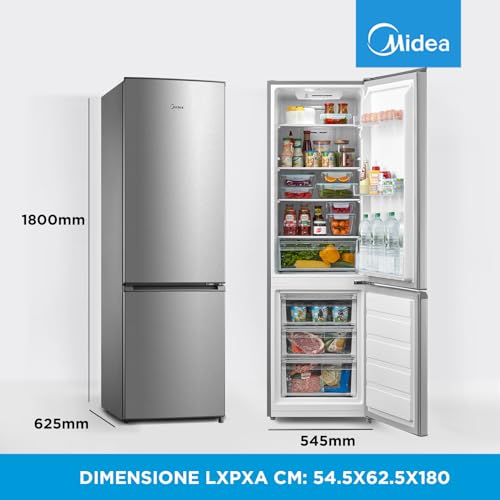 Detalle de Midea MERB276FGE02A 270L: Frigorifero Combinato Total No Frost con All-Around Cooling, Inox