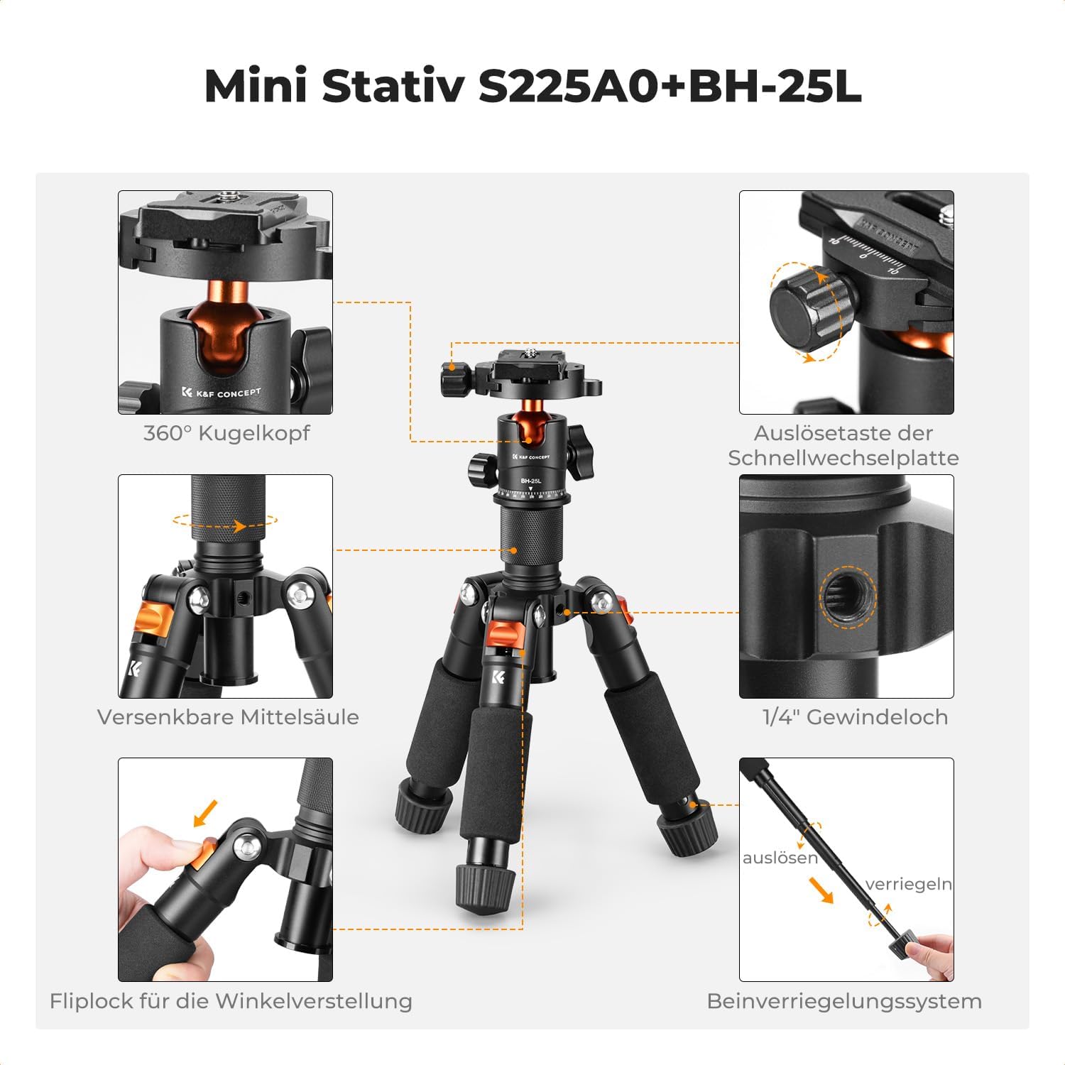 Thumbnail 2 de K&F CONCEPT Mini Stativ 52 cm Tischstativ