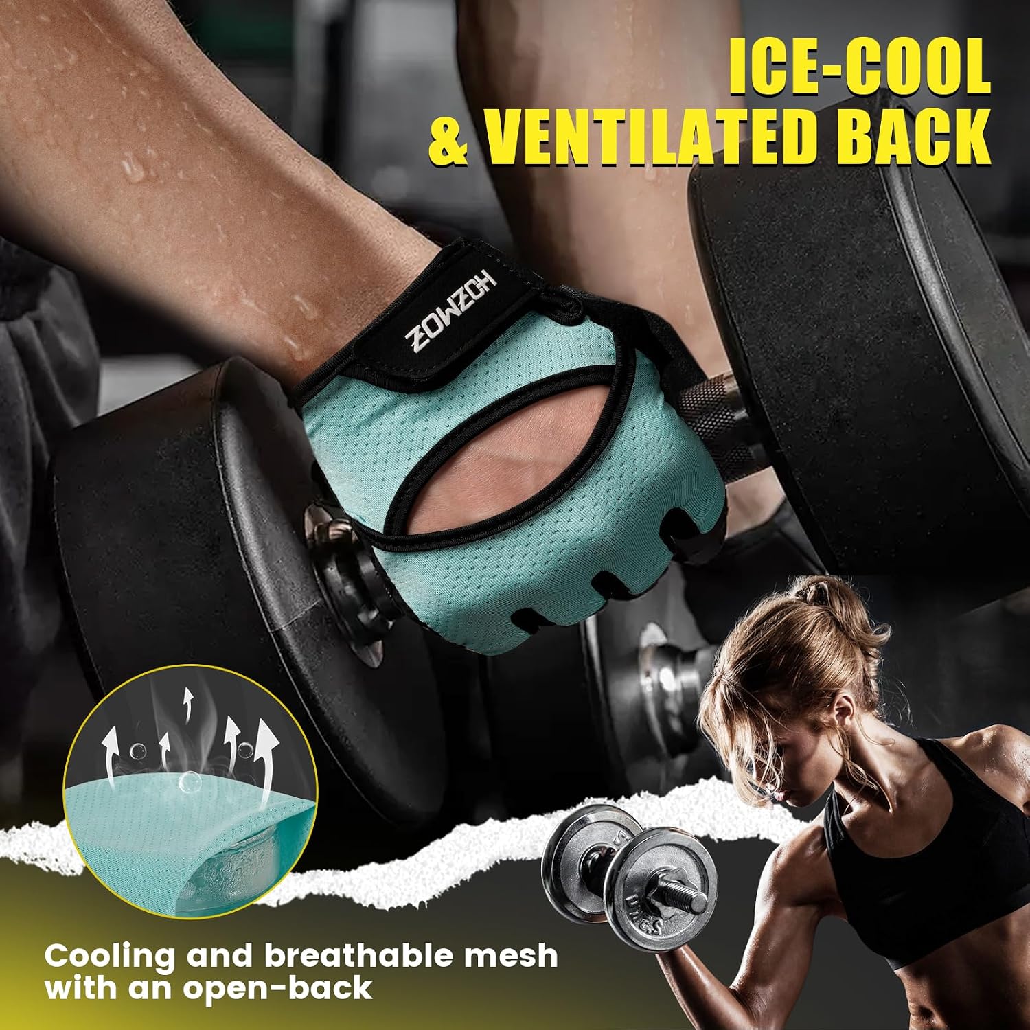 Detalle 2 de HOZMOZ Ventilated Weight Lifting Gloves, Medium, 6 mm Padding and Grip