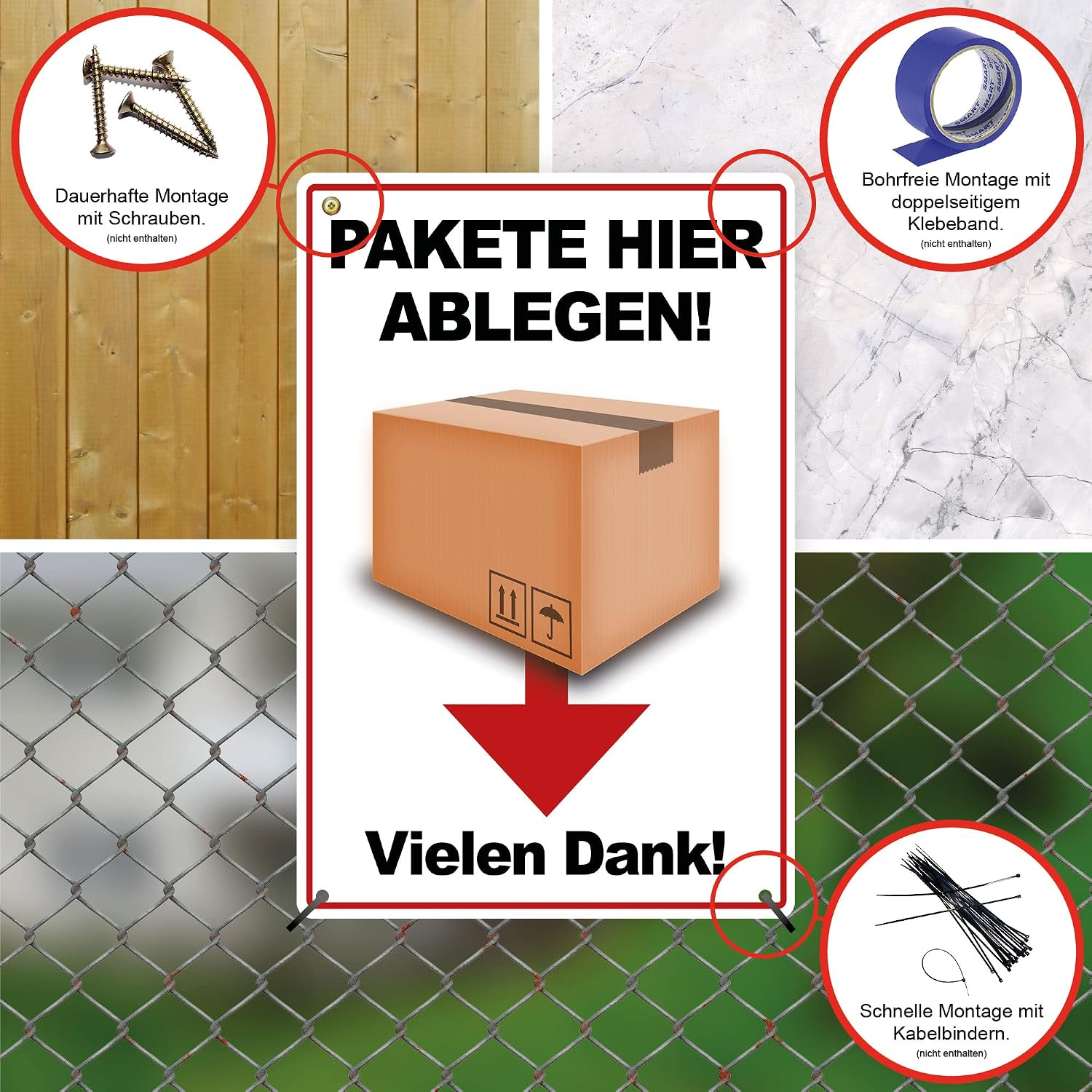 Detalle de STROBO XXL Pakete hier ablegen! Hinweisschild – 40x30 cm, 5 mm Hartschaum, UV-beständig