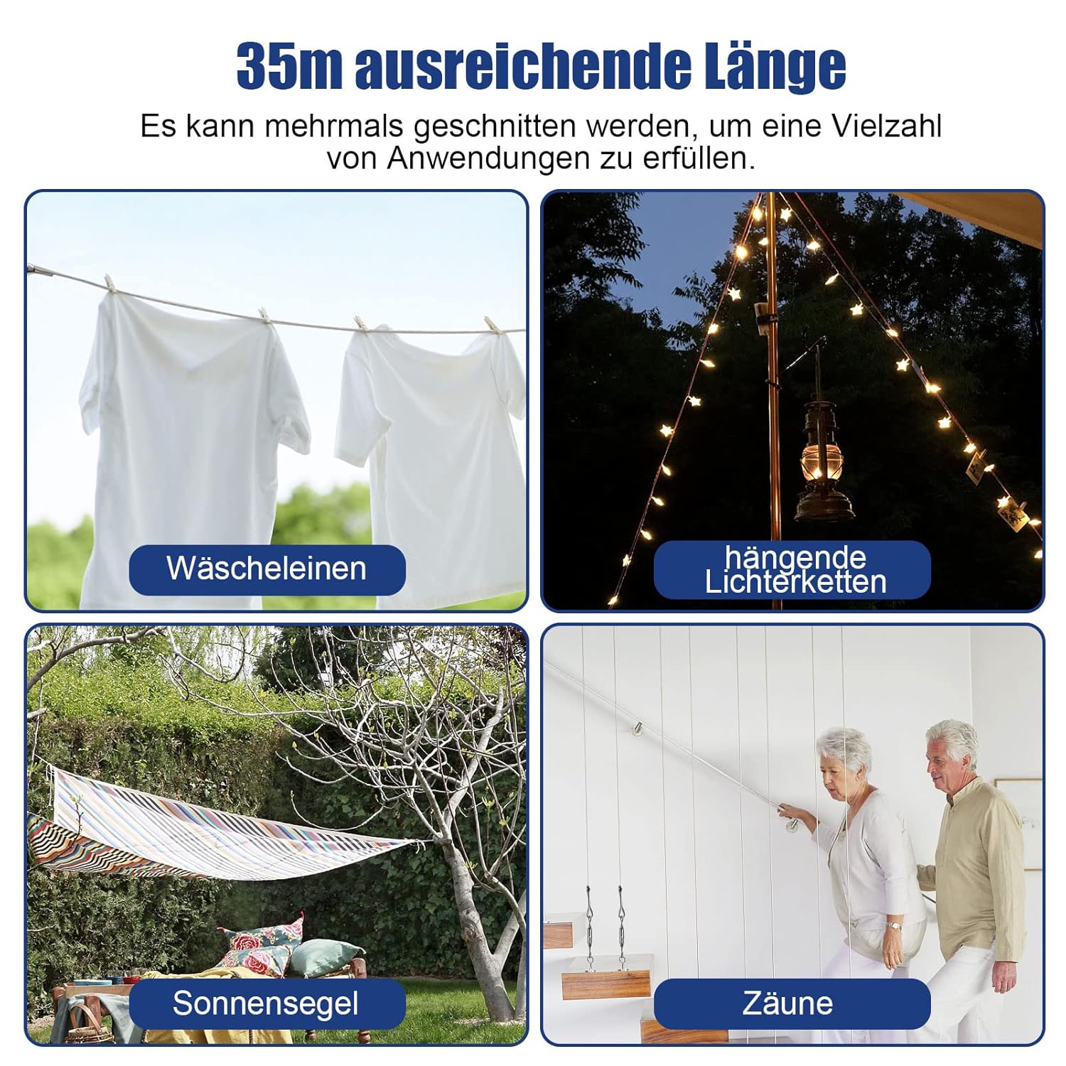 Detalle de Stahlseil-Kit 58-teilig, 30 m Edelstahlseil
