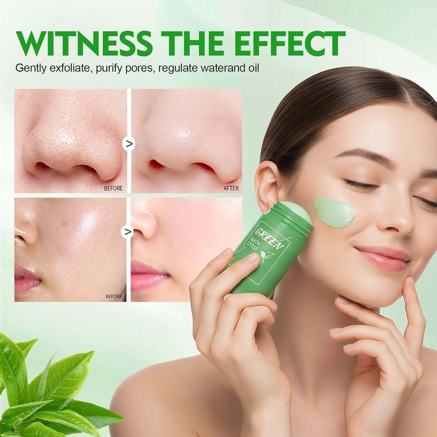 Thumbnail 1 de 2 Pezzi Maschere Viso al Tè Verde in Stick – Pulizia Profonda, Controllo Olio e Idratazione