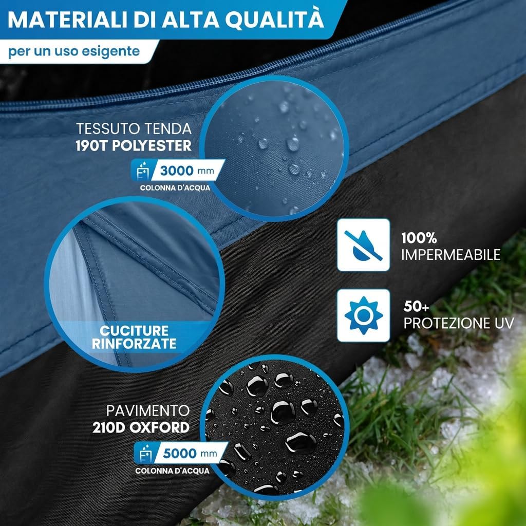 Detalle de NORDMUT Tenda Pop-Up 2-4 Persone – Montaggio Istanteaneo, Impermeabile e Protezione UV