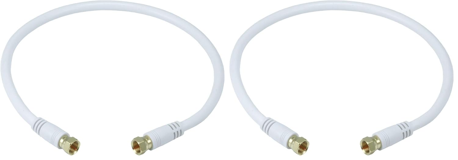 Detalle 2 de Monoprice 104061 RG6 Quad Shield CL2 Coaxial Cable with F Type Connector, 50ft (White)