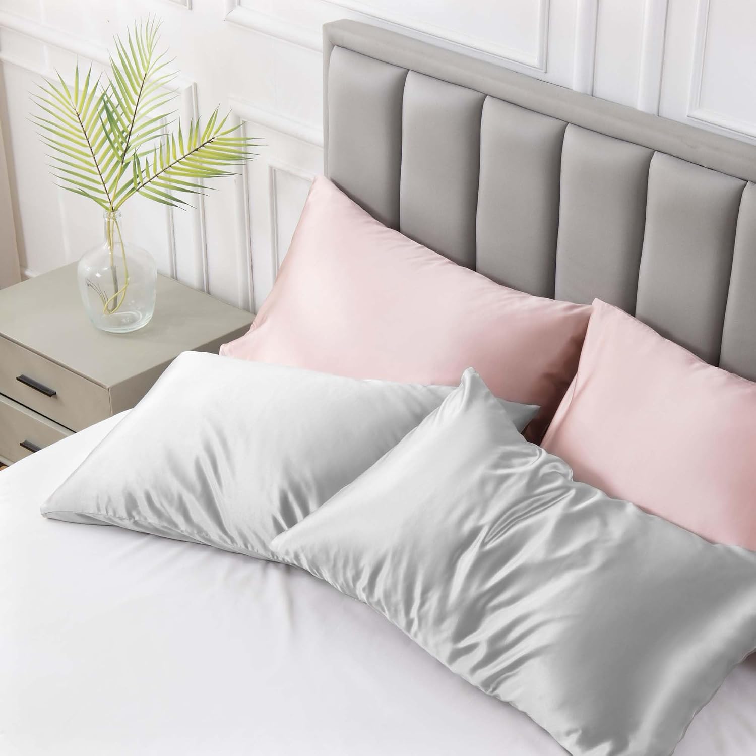 Detalle de Love's cabin LCUSA8AA4AG3ST Satin Pillowcases, 20 x 26 inches, Set of 2