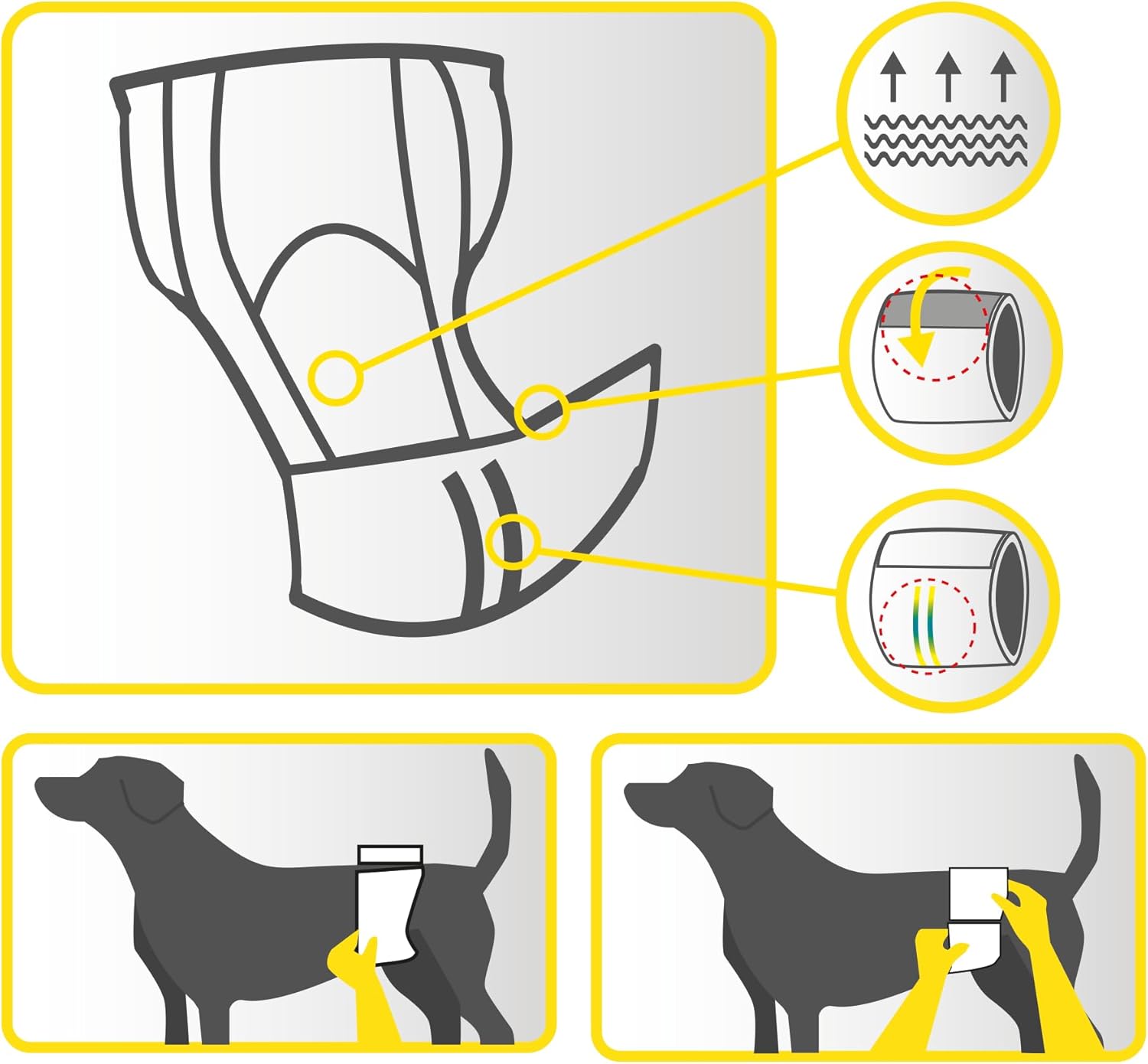 Detalle de Croci Dog Nappy – Fascia assorbente per cani maschi taglia M (Ø 40–50 cm), usa e getta, 12 pz